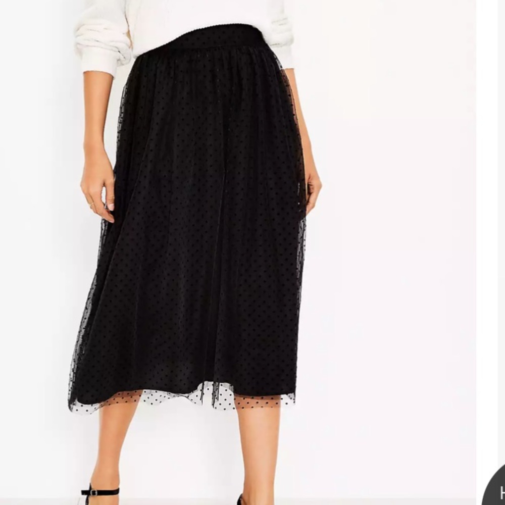 Velvet Dot Midi Skirt - Picture 2 of 5